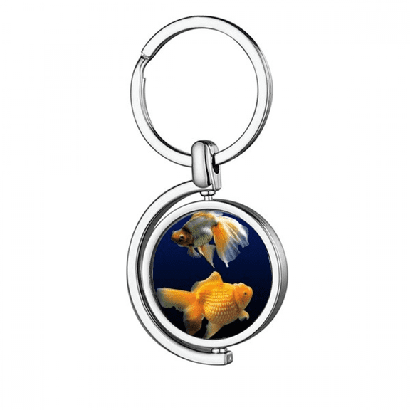 Ocean Fish Science Nature Picture Rotating Keychain Metal Keyring Holder