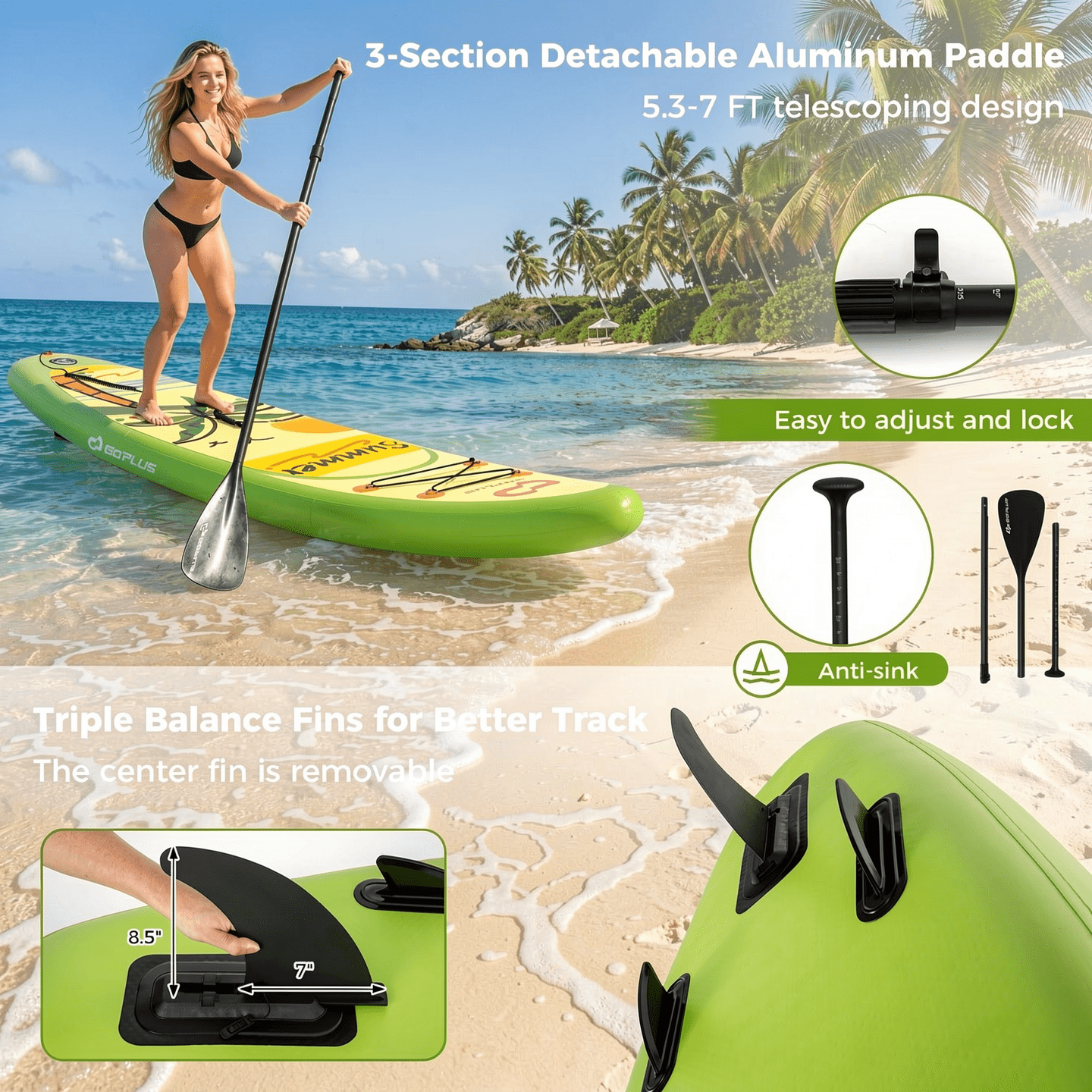 Airfind Inflatable Paddle Board with 3 Fins and SUP Kit-L