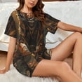 thumbnail image 4 of Balery Tiger In The Fallen Leaf Forest Conjunto de Pijama para Mujer con Estampado, Dos Piezas de Manga Corta y Shorts, Ropa de Dormir Suave con Cuello Redondo y Bolsillos-4X-Large, 4 of 6