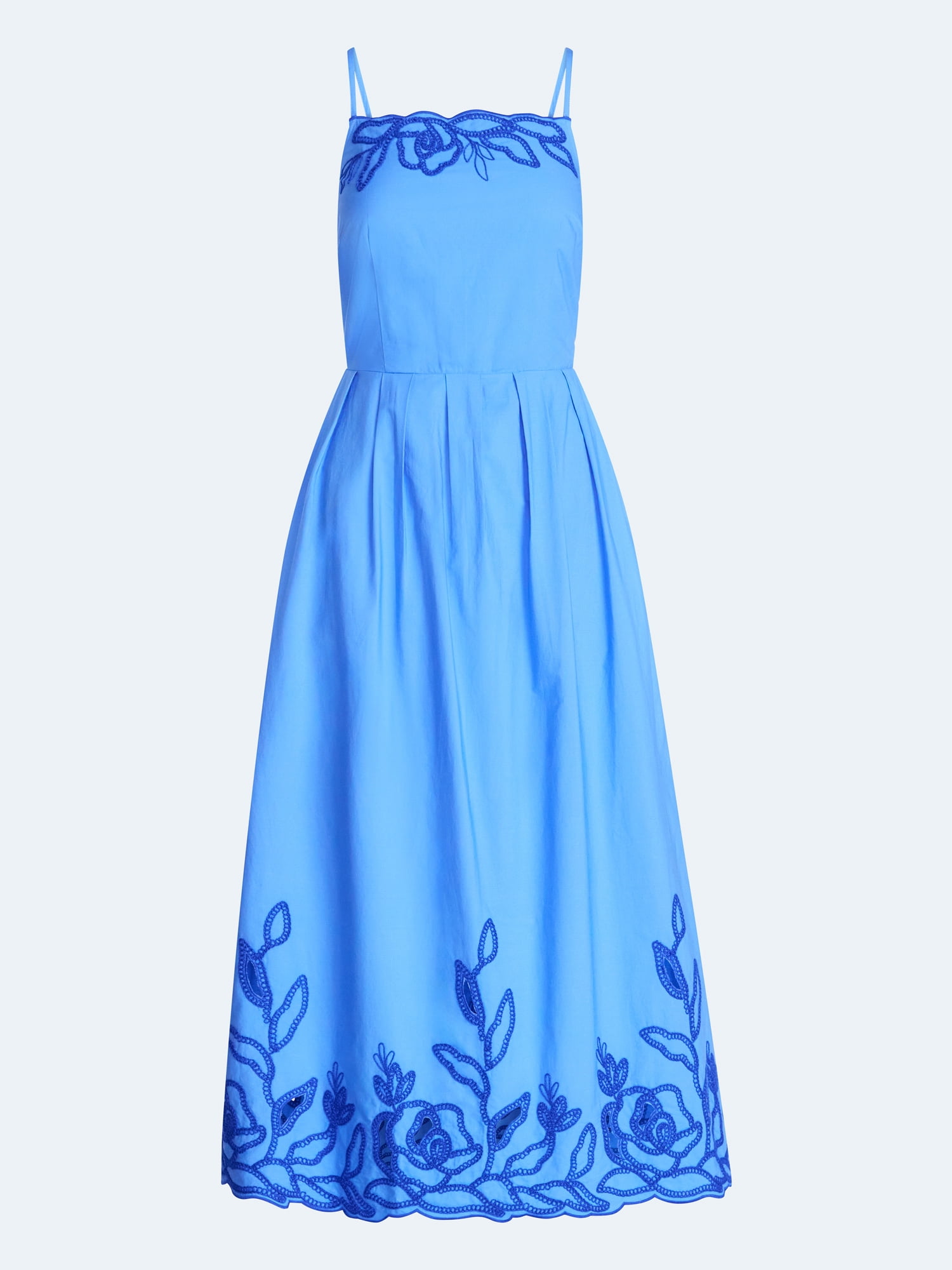 Free Assembly Women's and Women's Plus Embroidered Cotton Midi Dress, Sizes XS-4X