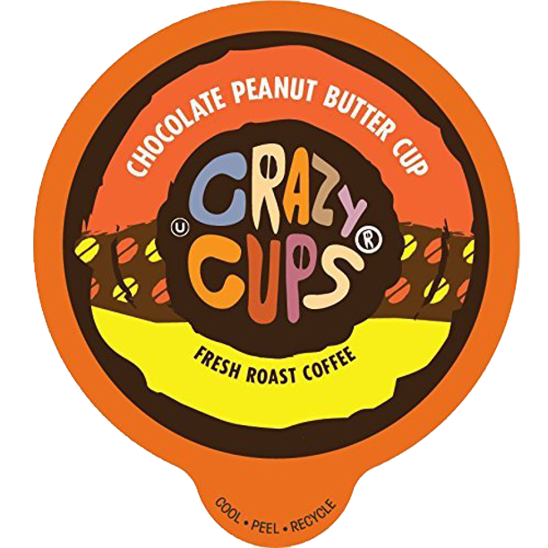 Crazy Cups Chocolate Peanut Butter Cup coffee pods, medium roast, 22 count for Keurig K Cups