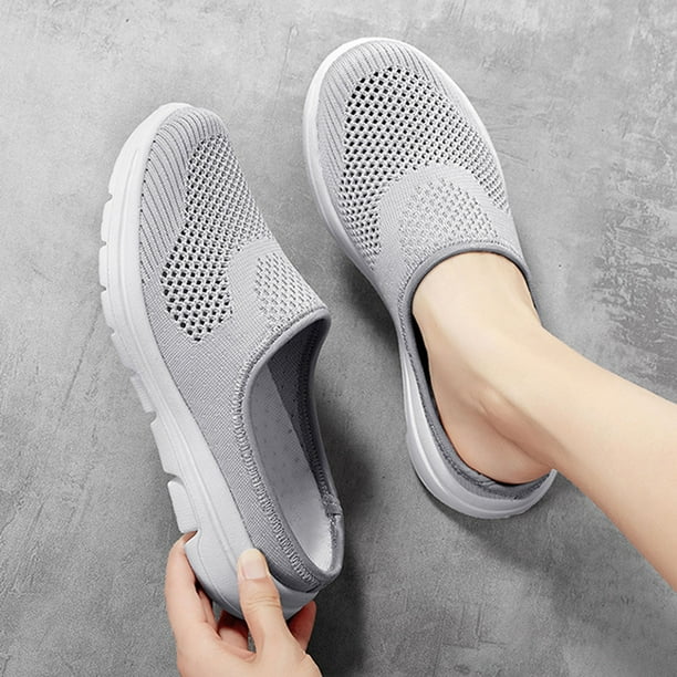 Sandalias de mujer transpirables con superficie de media red, zapatillas casuales para perezosos, zapatos para caminar huecos Wmkox8yii shjk7043