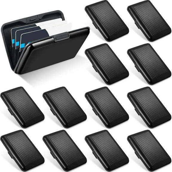 BlinkLLX 6 Pcs Aluminum Wallet Credit Cards Holder Multi Slim Rfid Blocking ID Credit Case Protector Metal Card Holder for Men Women(Black)