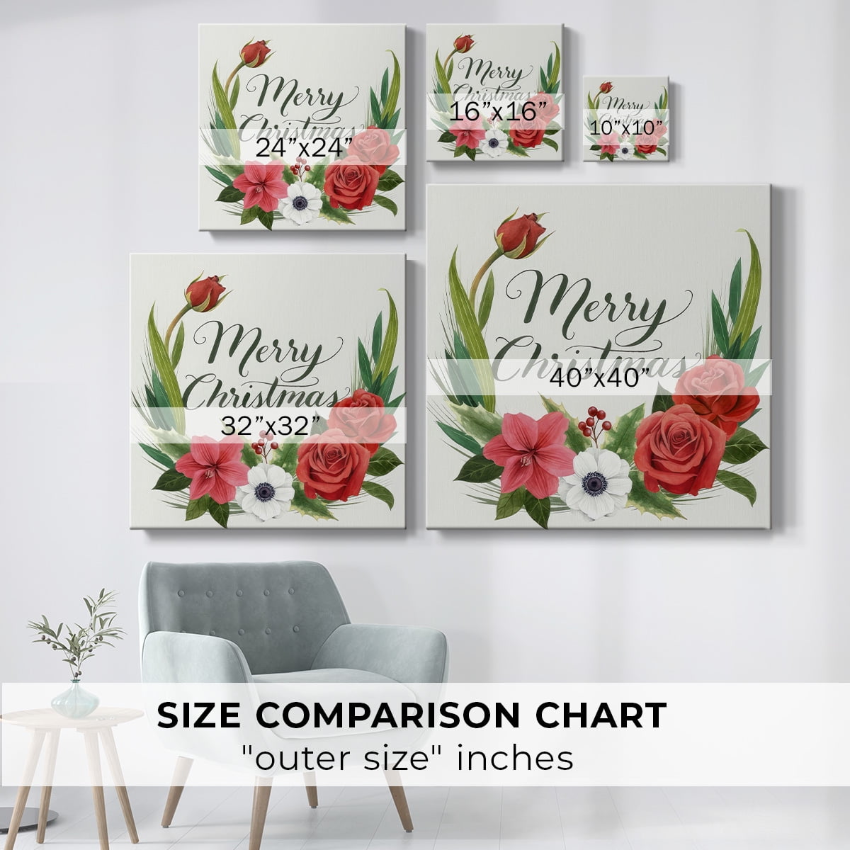 Christmas Flora Wreath I- Gallery Wrapped Canvas