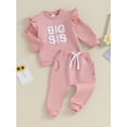 thumbnail image 3 of Bslissey Toddler Baby Girls Pants Set Ruffle Long Sleeve Letter Embroidery Sweatshirt + Elastic Pants 2Pcs Tracksuit 12M 18M 24M 3T 4T Kids Spring Fall Casual Outfits, 3 of 9