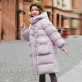 thumbnail image 3 of Efsteb Kids Girls Long Hooded Puffer Jacket Zipper Quilted Thick Padded Down Coat Windproof Warm Outwear (Purple,14-15 Years), 3 of 8