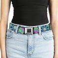 thumbnail image 5 of Buckle-Down Belt, Seatbelt Buckle Belt, Floral Burst Turquoise Blues Pinks Yellow Green, 34 to 52 Inches, 5 of 9
