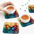 thumbnail image 4 of Leather Coasters with Heat-resistant for Drinks, Vibrant Rainbow Butterfly A Cup Coasters Cup Pad Mat for Tabletop Protection, Coffee Table, Office Desk and Housewarming Gift, 4 of 5