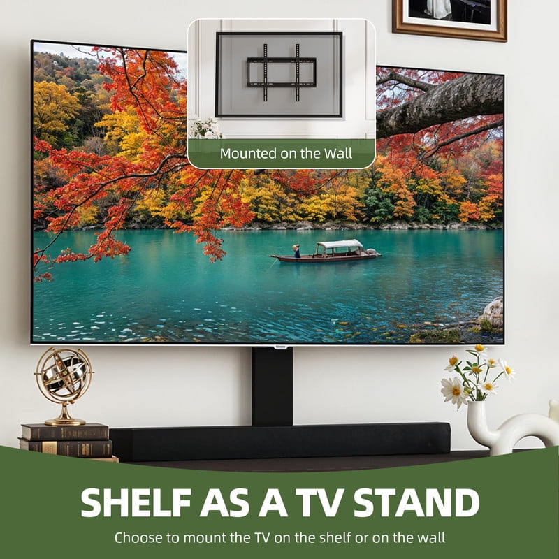 Uforic Farmhouse TV Stand with Mount for 60/65/70 inch TVs, Entertainment Center, Height Adjustable, Walnut