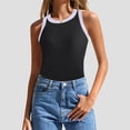 thumbnail image 2 of Lixiuxyad Summer Womens Tank Tops 2025 Summer Sleeveless Tank Tops Ribbed High Neck Racerback Slim Fitted Color Block Casual Shirts(Clear S), 2 of 6
