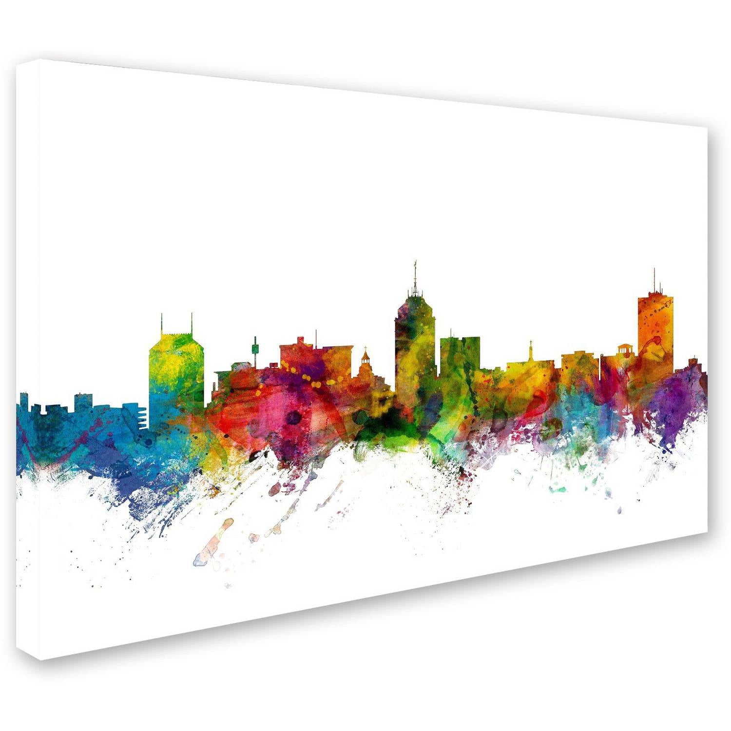 Trademark Fine Art "Fresno California Skyline" Canvas Art by Michael Tompsett
