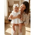 thumbnail image 6 of Aojekbee Baby Girls Rompers Solid Color Ruffles Sleeveless Crew Neck Bowknot Skirt Hem Infant Bodysuits Jumpsuits with Headband, 6 of 8
