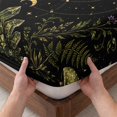 thumbnail image 3 of Twin XL Size Fitted Sheet Set - Mystic Dragonfly 2 Piece Bedding Sets 16" Deep Pocket Fitted Sheet with 1 Pillowcases, Black Golden Moon Stars Flowers Leaves Brushed Microfiber Hotel Bed Sheets, 3 of 9