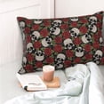 thumbnail image 4 of Goofa Red Rose Skull Print Plush Throw Pillow Case, Soft Velvet with Hidden Zipper, Decorative Cushion Cover for Sofa, Bed, Car, and Home Décor-16"x24", 4 of 6