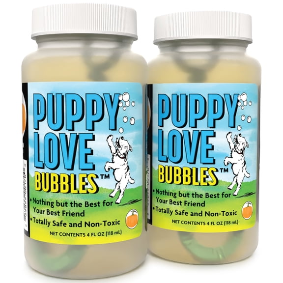 Atomic Bubbles: Puppy Love Bubbles: Pumpkin Scented 2 Pack - 4oz Bottles, Dog Interactive Toy, Pet Safe, Non-Toxic, Indoor & Outdoor, Long Lasting