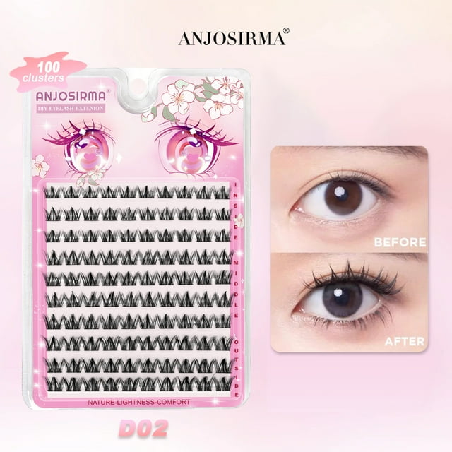 ANJOSIRMA 10 Rows DIY Eyelash Extension Set Natural Soft Cluster False Eyelashes C/D Curl Anime eyelashes beauty eye lashes