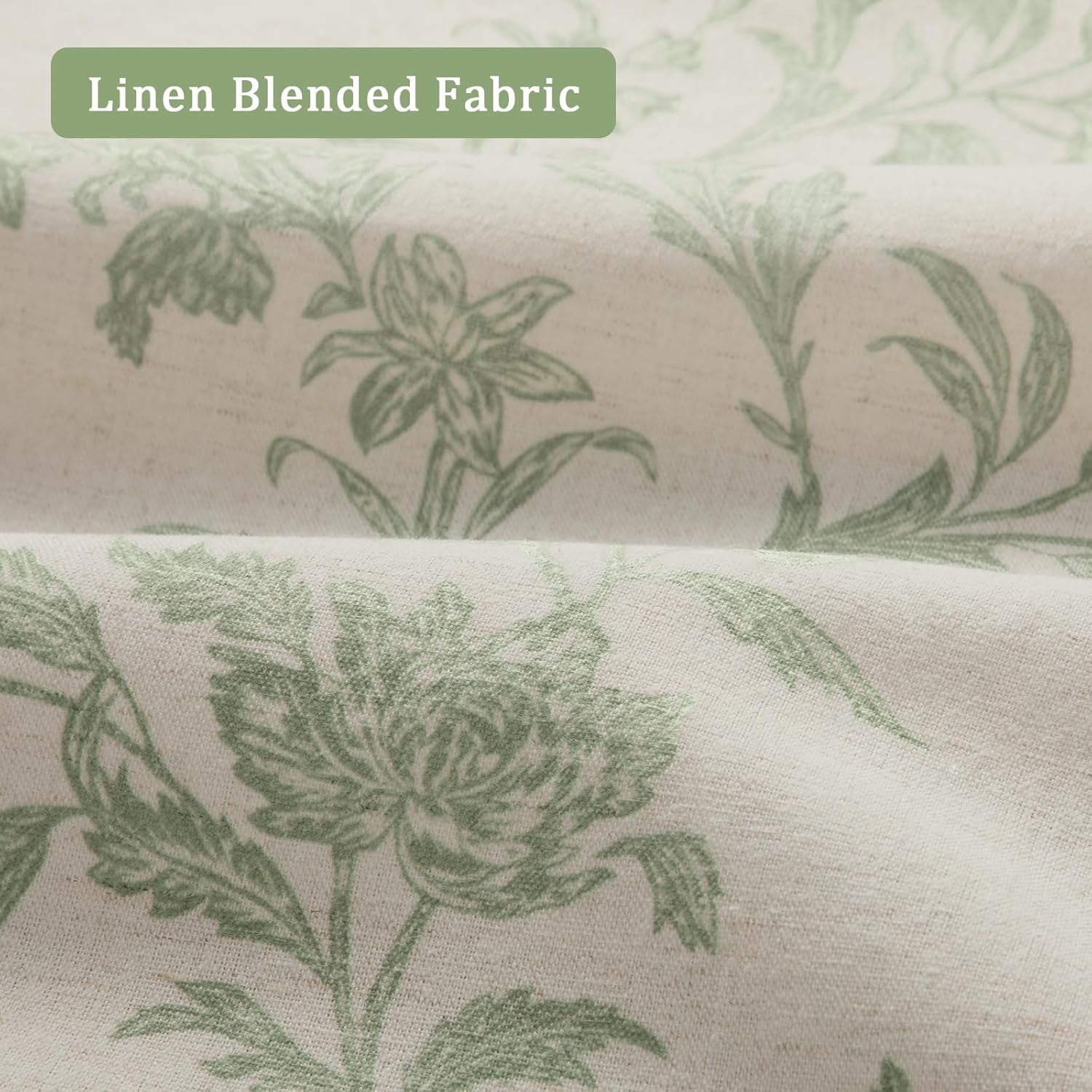 Floral Blackout Curtains Sage Green Printed Curtains Floral Blackout Curtains Farmhouse Boho Cottagecore Spring Curtains for Bedroom Modern Living Room 52"W x 84"L