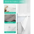 thumbnail image 3 of No Hook Shower Curtain with Snap-in Liner, Blue Brown Grey Waterproof Fabric Bathroom Curtains, Vintage Stripe Farmhouse Wood Grain Bath Curtains & Mesh Top Window 72"x96" Extra Long, 3 of 6