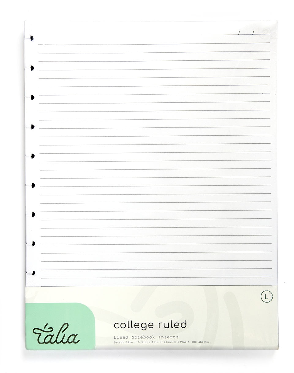 Talia Discbound Notebook Refills Blank Pages 100 Sheets Letter Size 8.5in x 11in 