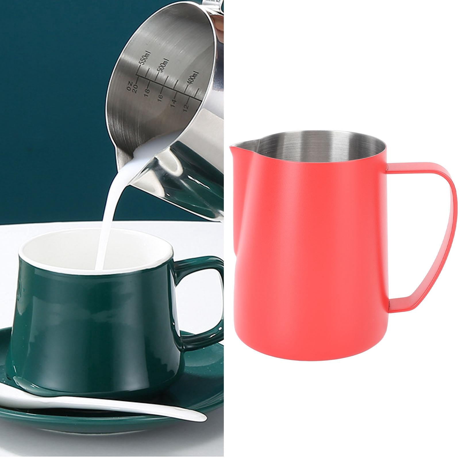 LAZIOEGR 600 ML Stainless Steel Coffee Frother & Latte Art Pitcher with Inner Scale and Pointed Mouth