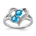 thumbnail image 4 of 925 Sterling Silver Rhodium Blue Topaz Diamond Ring Size 8, 4 of 6