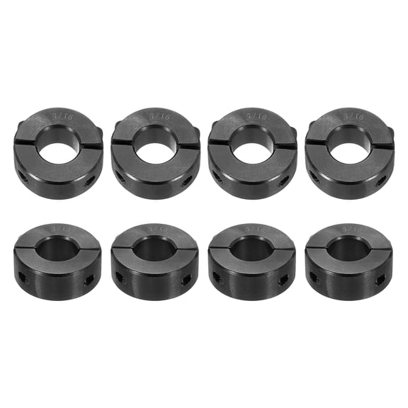 8pcs Double Split Shaft Collar for 7/16" Shaft, Two-Piece Clamping Collar, Black Oxide Steel Lock Collar Clamp