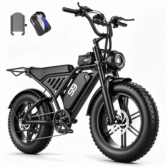 PostJoy F30 2500W Electric Bike, 48V20Ah Battery up to 50 Miles 7-Speed , 20-inch Fat Tire Full Suspension, off-Road Dirt Mountain Bike UL2849 Certified