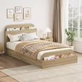 thumbnail image 4 of Kicctian TWIN-XL Size Wooden Platform Bed Frame with Storage Headboard & Footboard – Sturdy Slats, No Box Spring Needed , Wood Color, 4 of 7