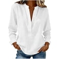 thumbnail image 2 of Casual Linen Cotton Long Sleeve Loose Fit Solid Color Stylish Tops V Neck Women's, Womens Tops Casual Blouses Daily Wear Casual Outfits Perfect For Casual Daily Wear And, 2 of 5