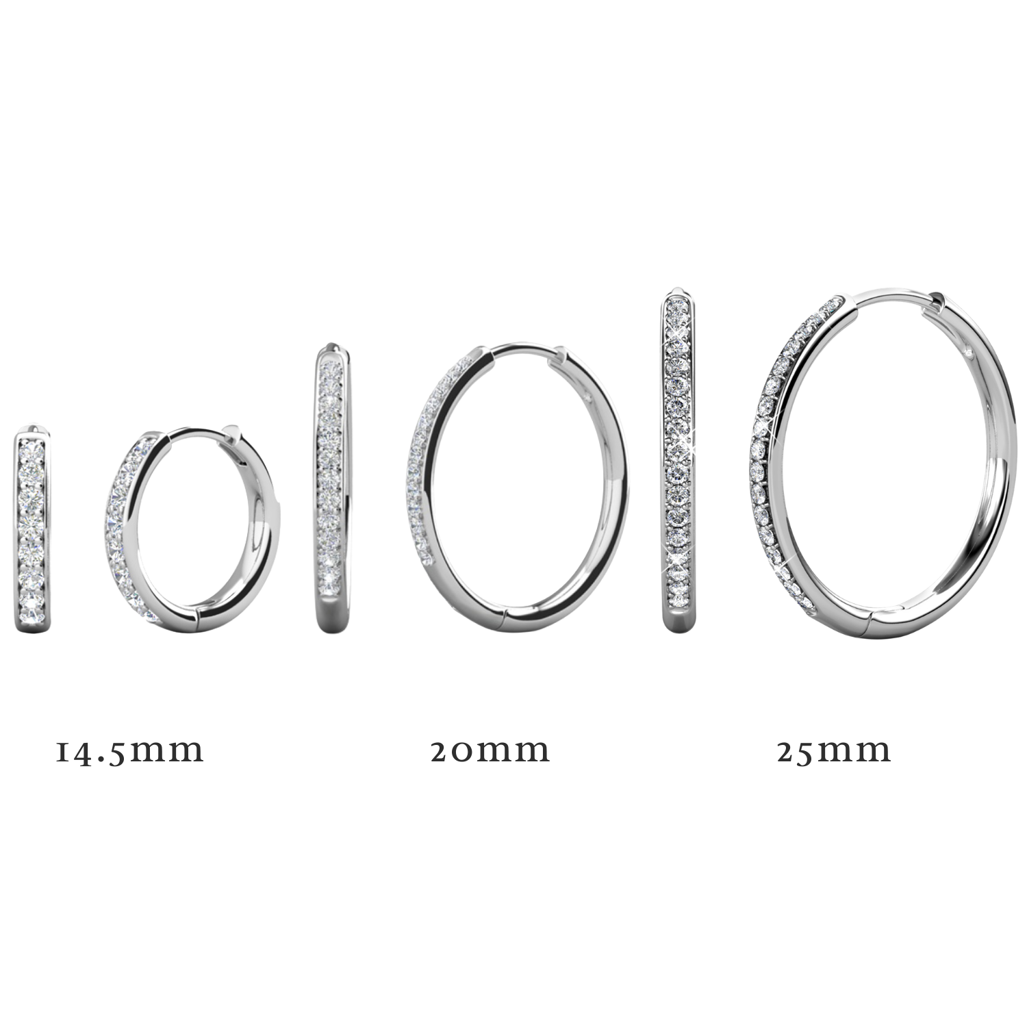 Cate & Chloe Bianca 18K White Gold Plated Hoop Earrings with Swarovski Crystals photo 8