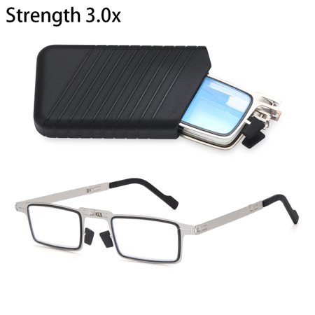 Fashion Anti UV400 Portable Anti Eyestrain Readers Glasses with Case Presbyopia Eyeglasses Foldable Reading Glasses Blue Light Reading Glasses STRENGTH 3.0X