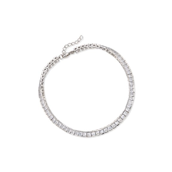 Ross-Simons 10.35 ct. t.w. Princess-Cut CZ Tennis Anklet in Sterling Silver, Women's, Adult