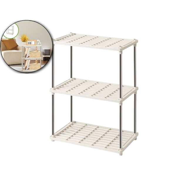 Dvruxg 3 Tier Storage Rack with Shelf, Kitchen Spice Rack, Under Sink Countertop Makeup Organizer Standing Rack for Bathroom Counter