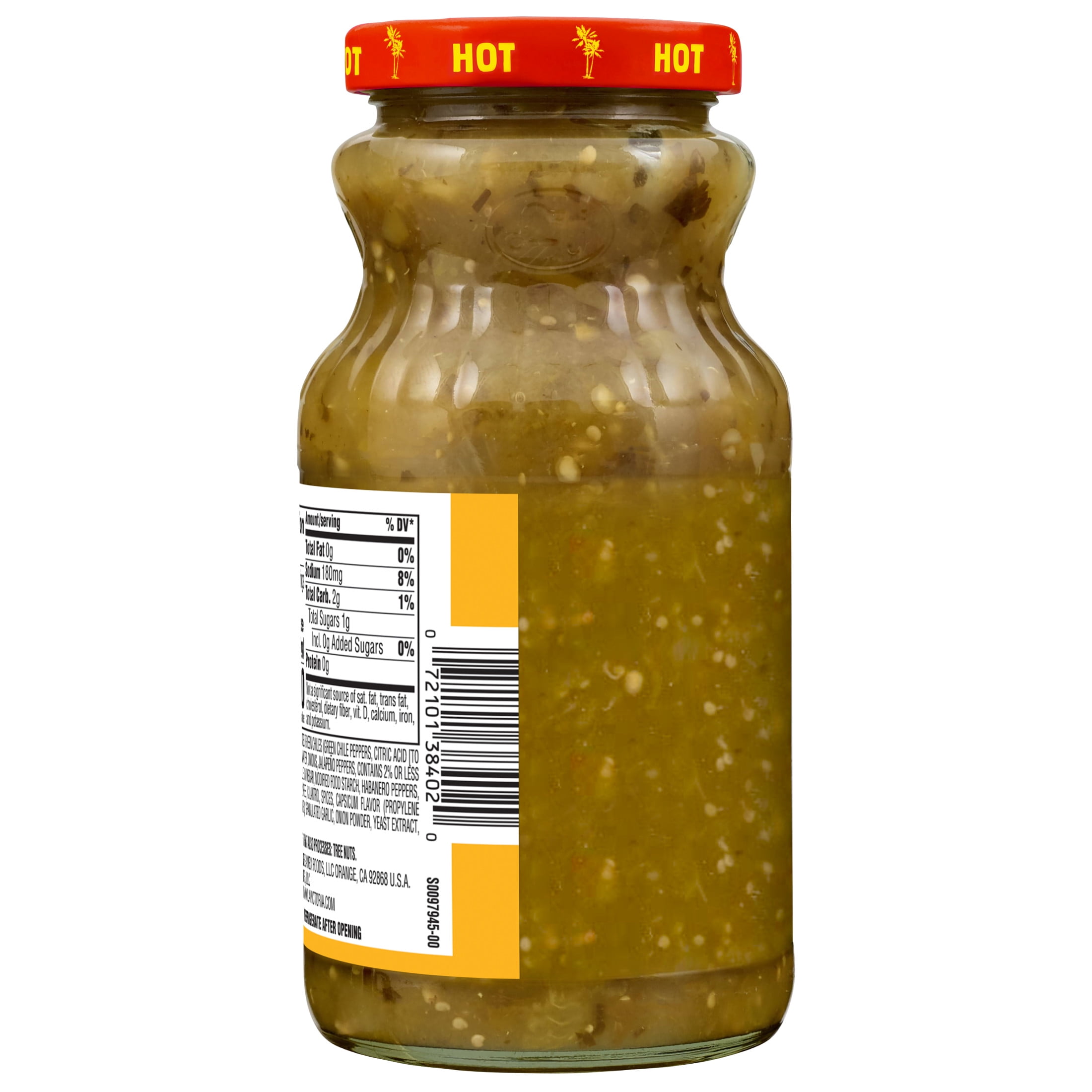 (12 pack) LA VICTORIA Verde Habanero Salsa Hot, Tortilla Chip Dip, Shelf Stable, 15.5 oz Glass Bottle