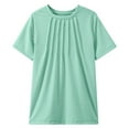 thumbnail image 4 of Girls T Shirts Short Sleeve Summer Pleated Crewneck Casual Tops Tees Blouses, 4 of 5