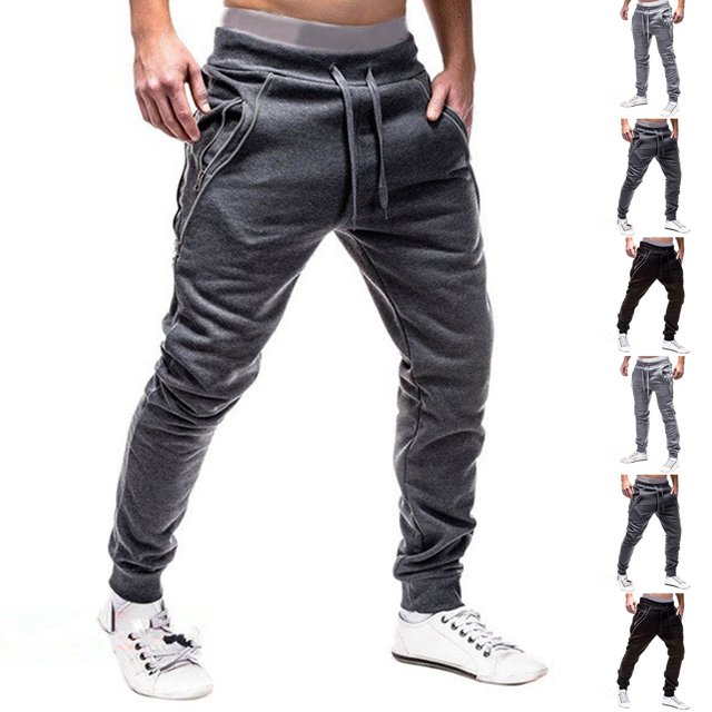 Styesk Men's Pants Men's Solid Color Drawstring Fashionable Casual Pants Full Length Pants