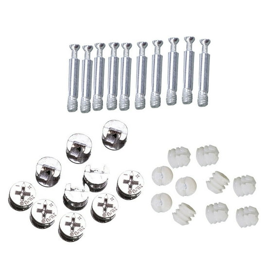 ELAYARD 24 Sets White Cam Lock Bolt Nuts Heavy Duty Furniture Connectors Fasteners for Cabinet Assembly