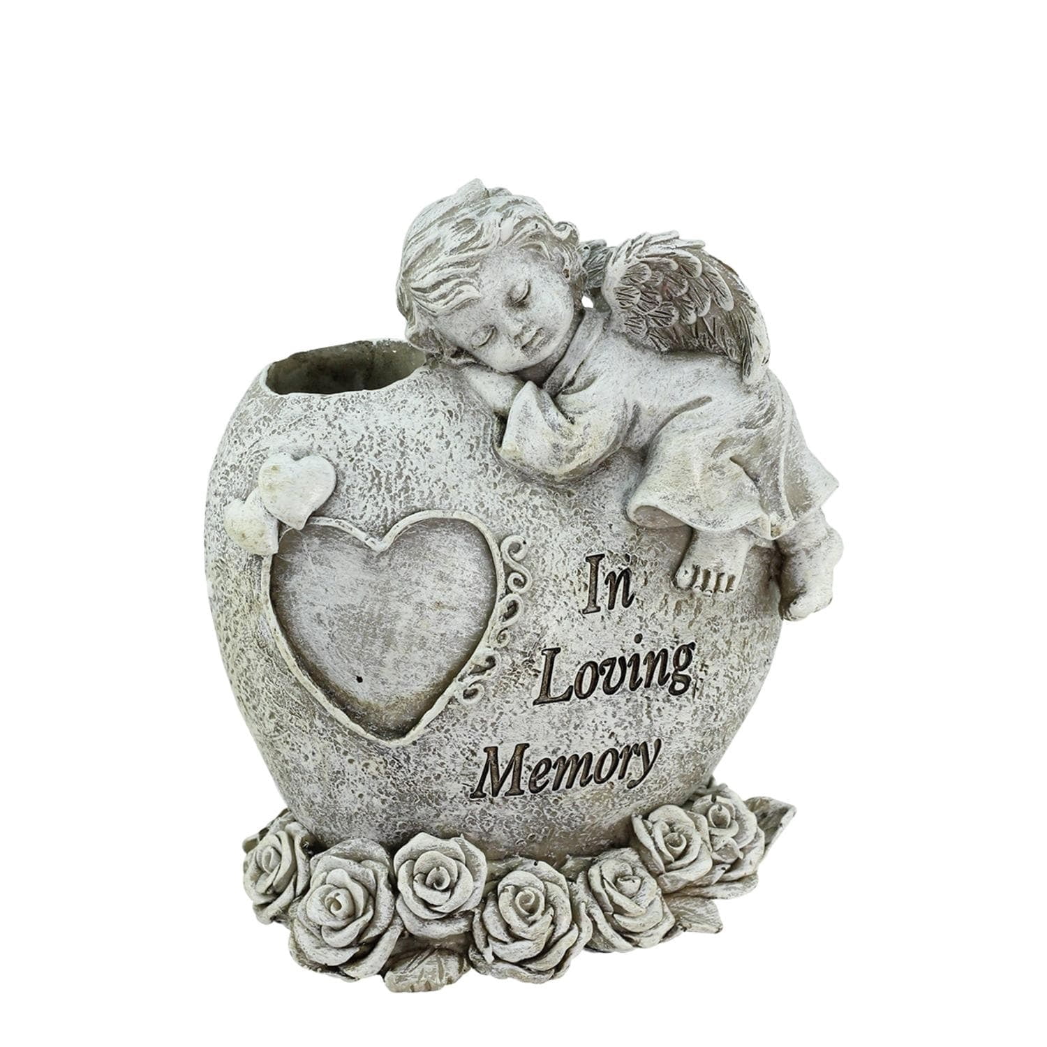 Northlight 32037097 6.5 in. Religious In Loving Memory Sleeping Bereavement Angel Outdoor Garden Statue Bud Vase
