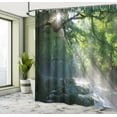 thumbnail image 5 of Ambesonne Nature Shower Curtain, Jungle Sunlight Trees, 69"Wx75"L, Green White, 5 of 5