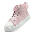 thumbnail image 4 of Toddler Sneakers for Girls Boys, Kids Canvas High Top Fashion Sparkle Sequins Bow Shoes Running Walking Casual Adjustable Strap Shoes, 4 of 7