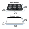 thumbnail image 3 of Parrilla gas empotrable 90cm, 6 quem, vidrio negro, Riviera, 3 of 3