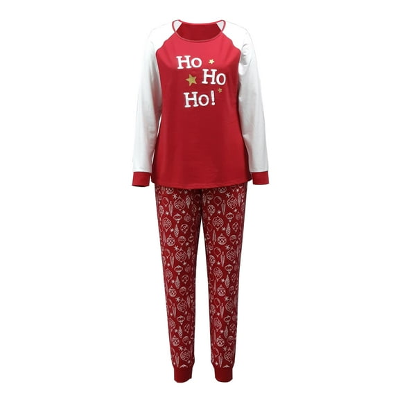 FAMILY PJs Sets Red Printed Long Sleeve Crew Neck T-Shirt Lounge Sleepwear Size L