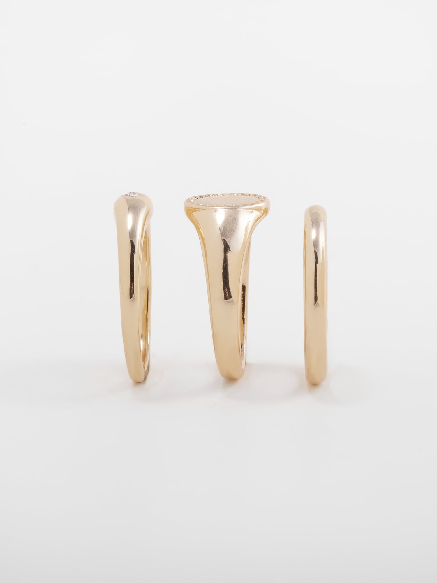 Time and Tru Women's Goldtone Ring Set, 3 Pairs, Initial K