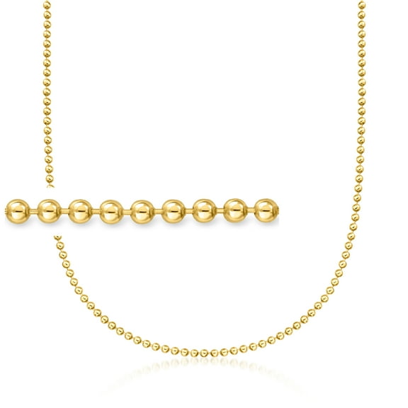 Ross-Simons Italian 2.5mm 18kt Gold Over Sterling Bead-Chain Necklace, Women's, Adult