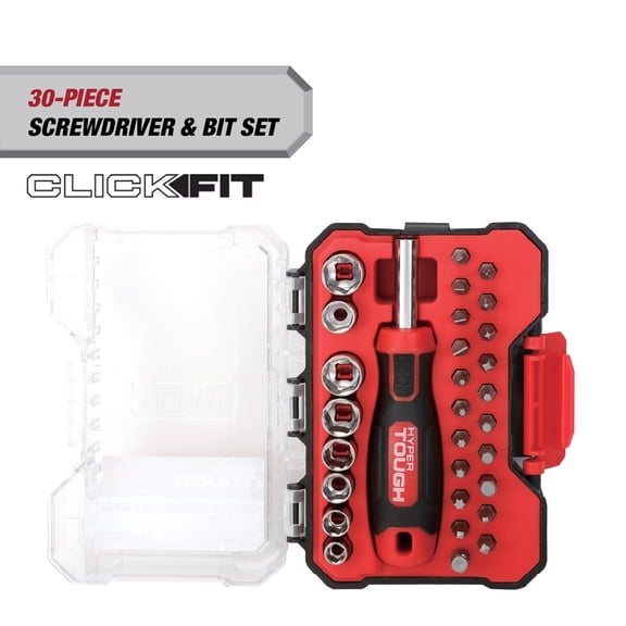 Hyper Tough 30 Piece Screwdriver and Bit Set in Click Fitâ„¢ Case