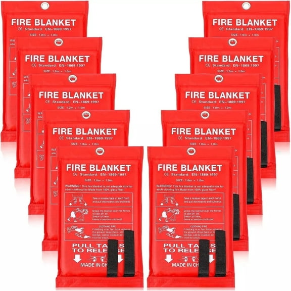 10 PACK FIRE BLANKET Fiberglass Hero Emergency Home Retardant Prepared 39''x39''