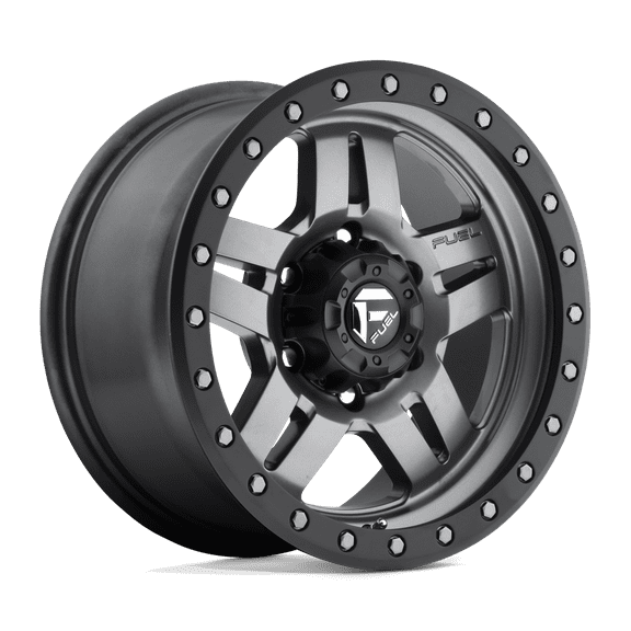 Fuel D558 Anza 16X8 6X139.7 1Et 110.1Cb Matte Gun Metal Black Bead Ring Wheel