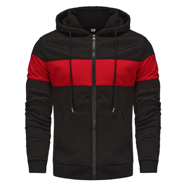 Pisexur Mens Winter Jacket Man Color Match Drawstring Zipper Pockets Hooded Coat Mens Winter Coat Windbreaker Jacket Warming Jacket