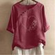 thumbnail image 4 of Blusas de Manga Corta para las Mujeres Impreso Cuello Redondo Camiseta, Top de Algodón de Imitación Casual para el Hogar Y Diario, 4 of 4