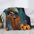 thumbnail image 3 of Yiaed Cartoon Pumpkin Skull Print Blanket Throw Blanket Soft Cozy Flannel Blanket for Home Bed Sofa Couch Chair-60"x50", 3 of 6